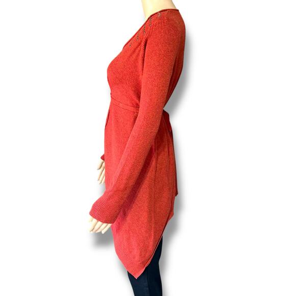 One World Womens Tunic Sweater Pullover Asymmetrical Studded Burnt Orange Medium - Picture 7 of 11